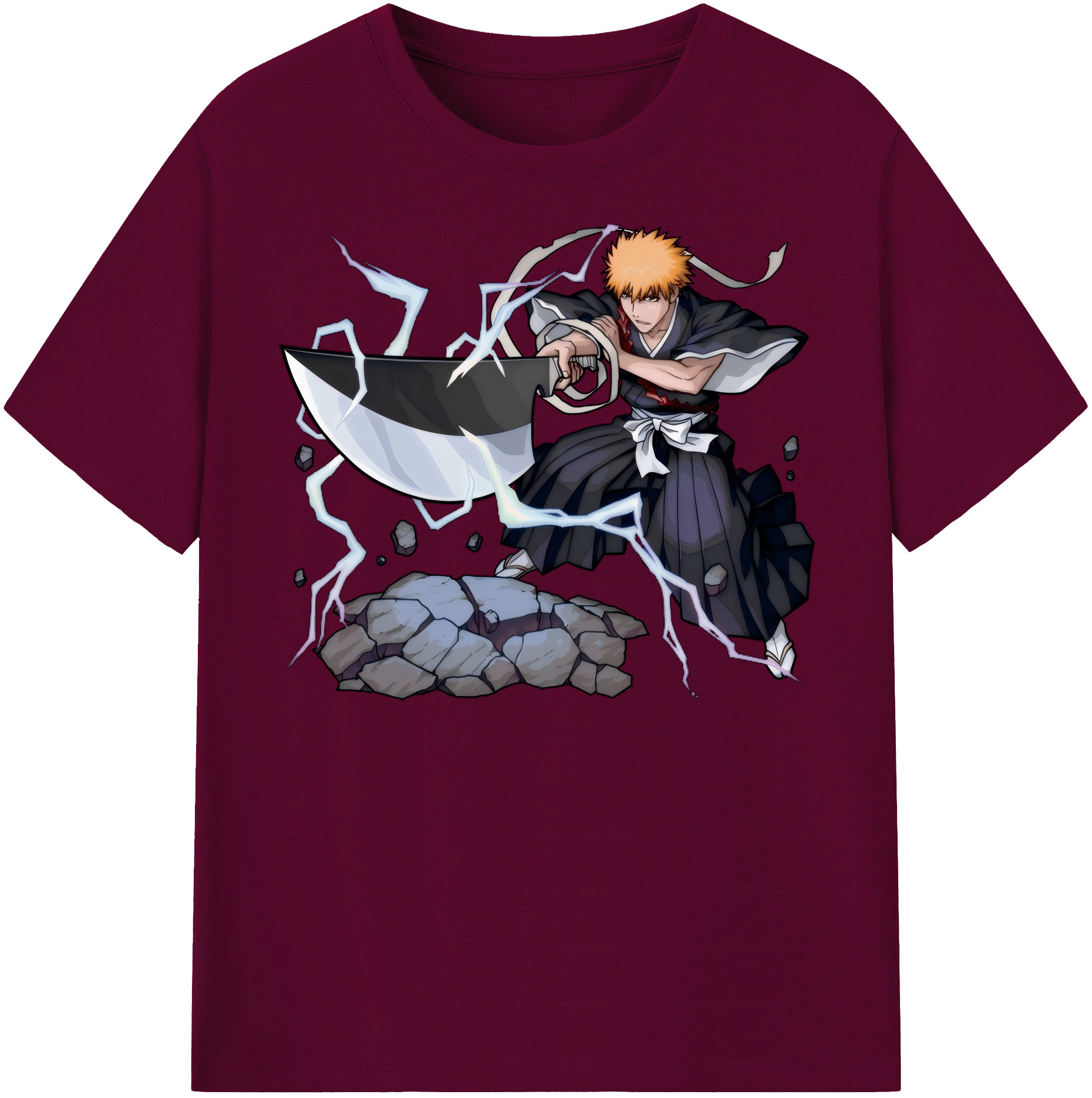 （画像用） ブリーチ 黒崎一護（くろさき いちご）BLEACH Kurosaki Ichigo レディースカジュアルプリントTシャツ（綿100％）